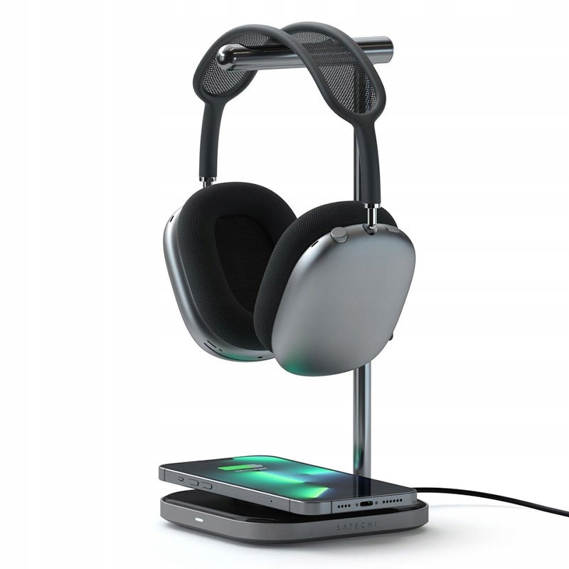 Satechi Headphone Stand With Wireless Charger Space Grey Aluminium St…