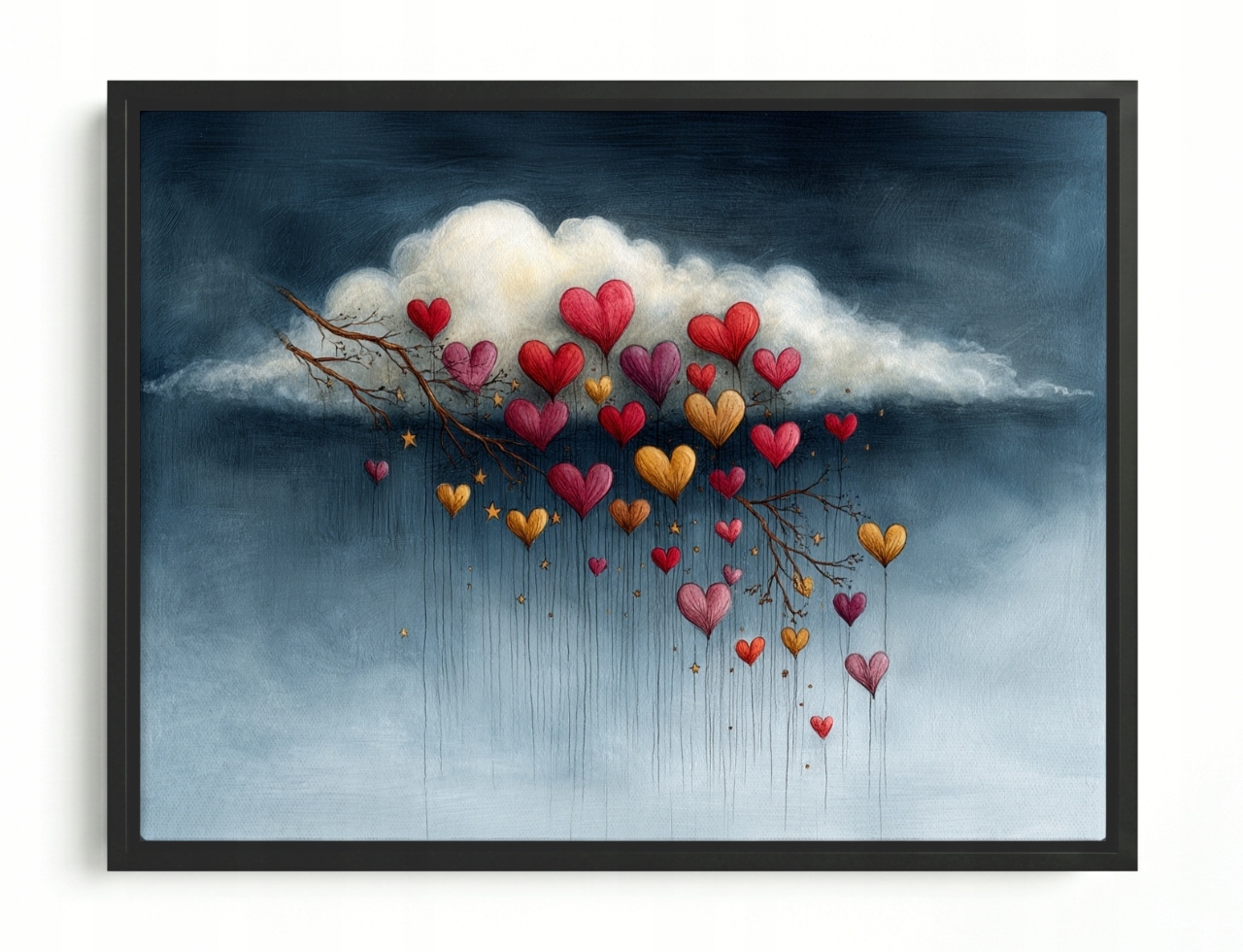 Obraz Rám American Box Farebné Srdce Obloha Dážď Láska Love 80x60