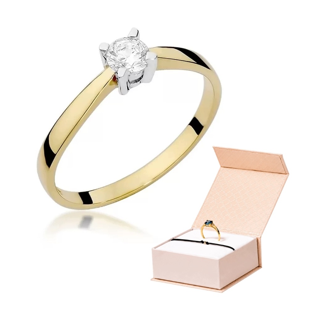 Złoty Pierścionek Na Rocznicę Z Diamentem 0,20ct Pr. 585+BRANSOLETKA Złota