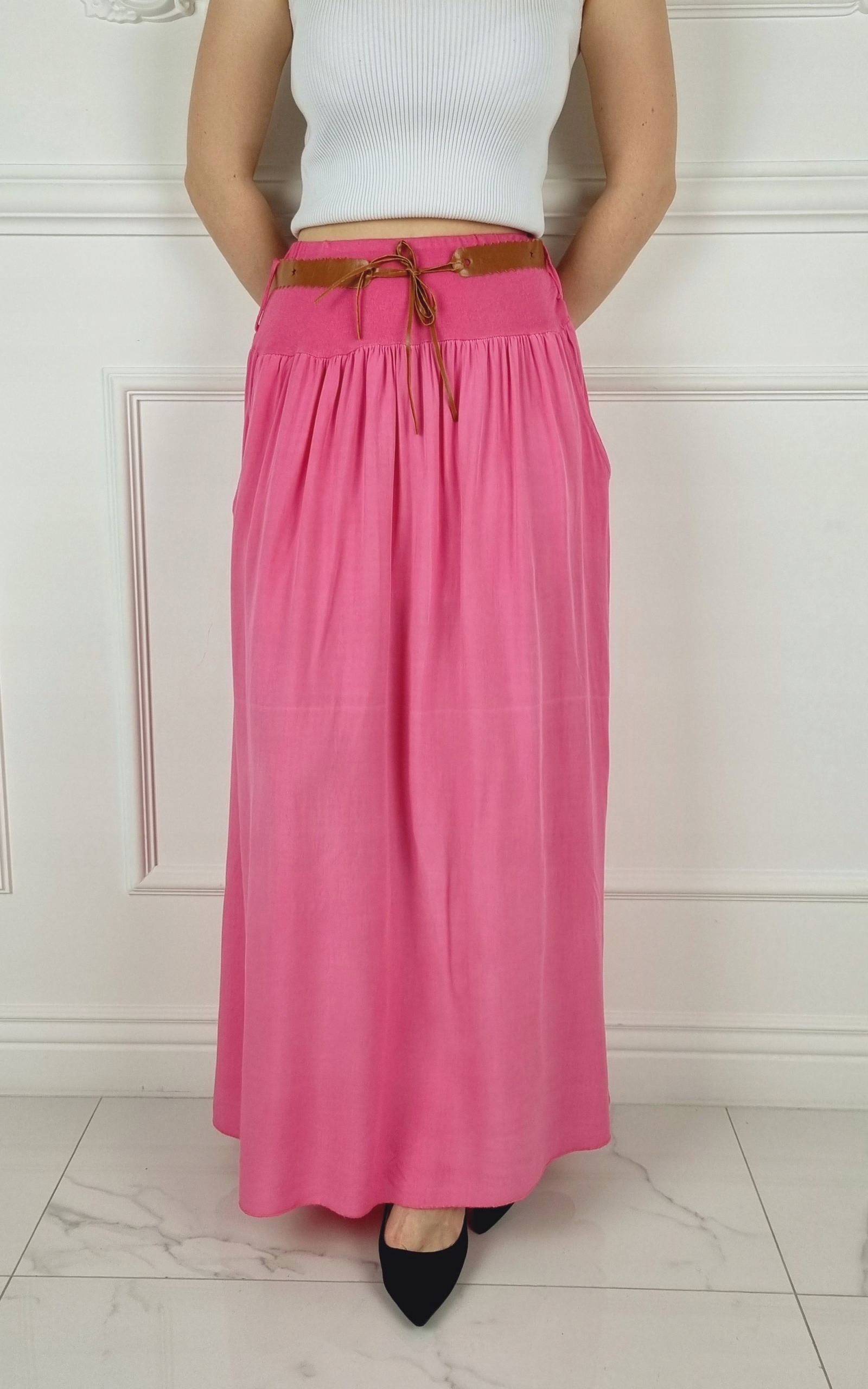 ZWIEWNA DŁUGA SPÓDNICA MAXI DO KOSTEK BOHO DAMSKA Wzór dominujący bez wzoru