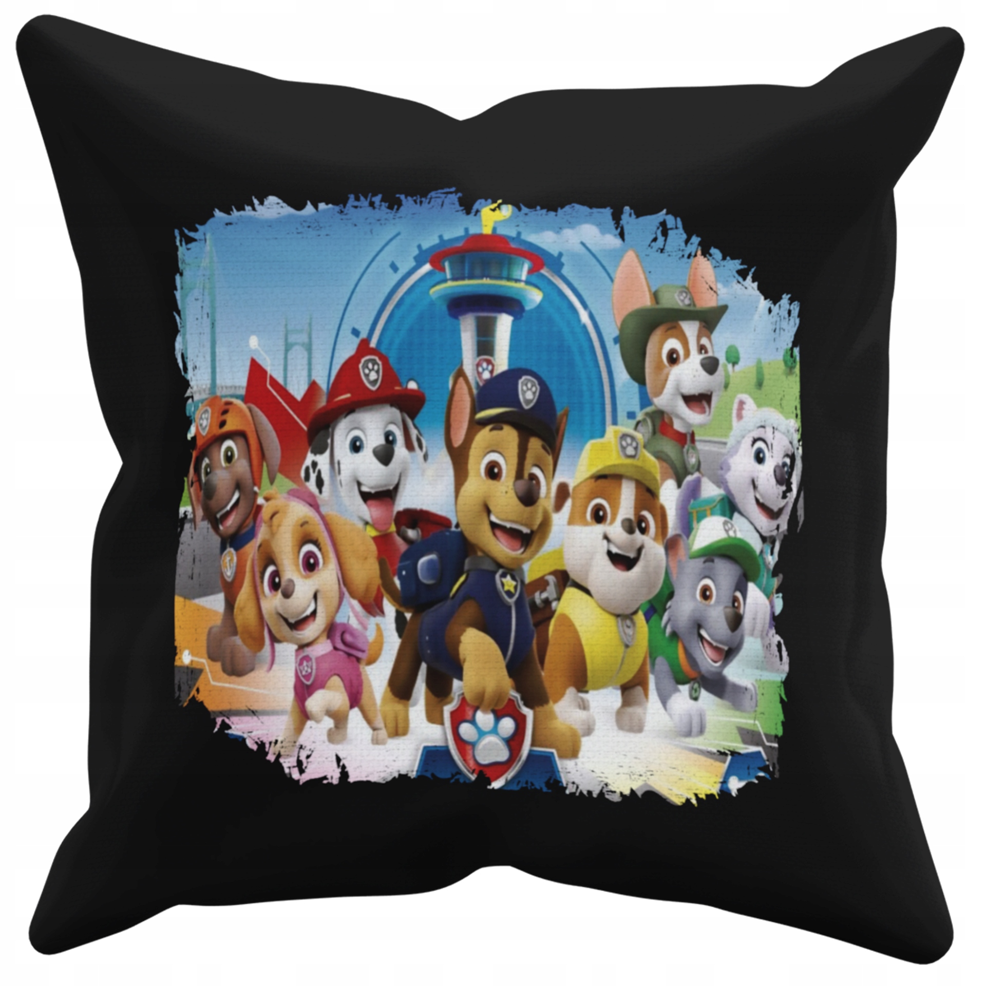 POSZEWKA NA PODUSZKĘ JAŚKA DO PRZEDSZKOLA PSI PATROL + IMIĘ GRATIS Kolor dominujący czerń