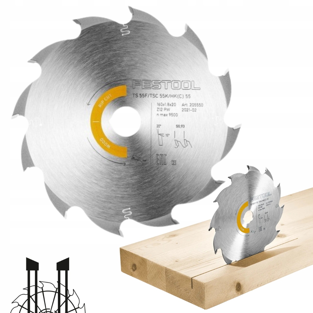 Festool Tarcza pilarska Wood Rip Cut Hw 160x1,8x20 PW12 do Ts, Hk 55 205550