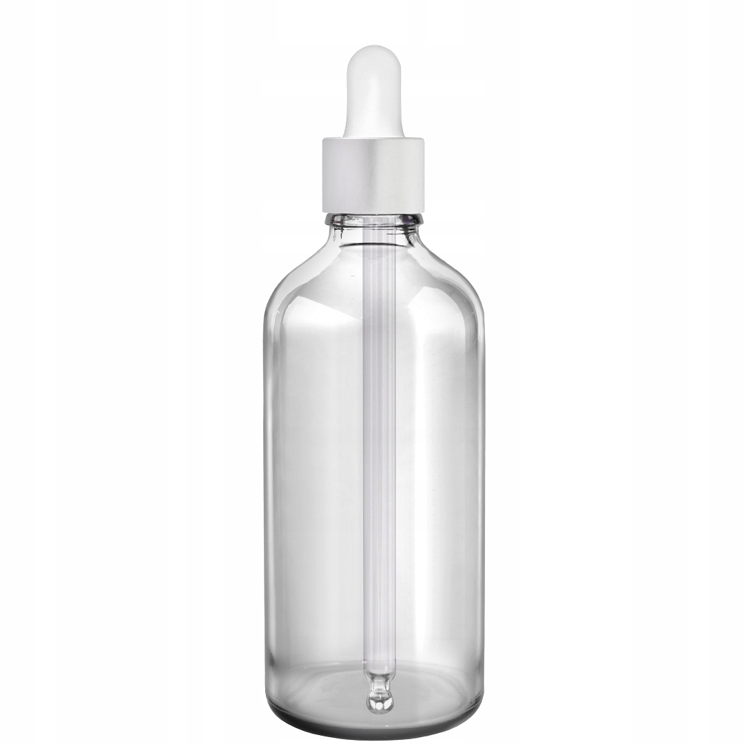 

Butelka Szklana 100ML Bezbarwn Z Pipetą Srebrną
