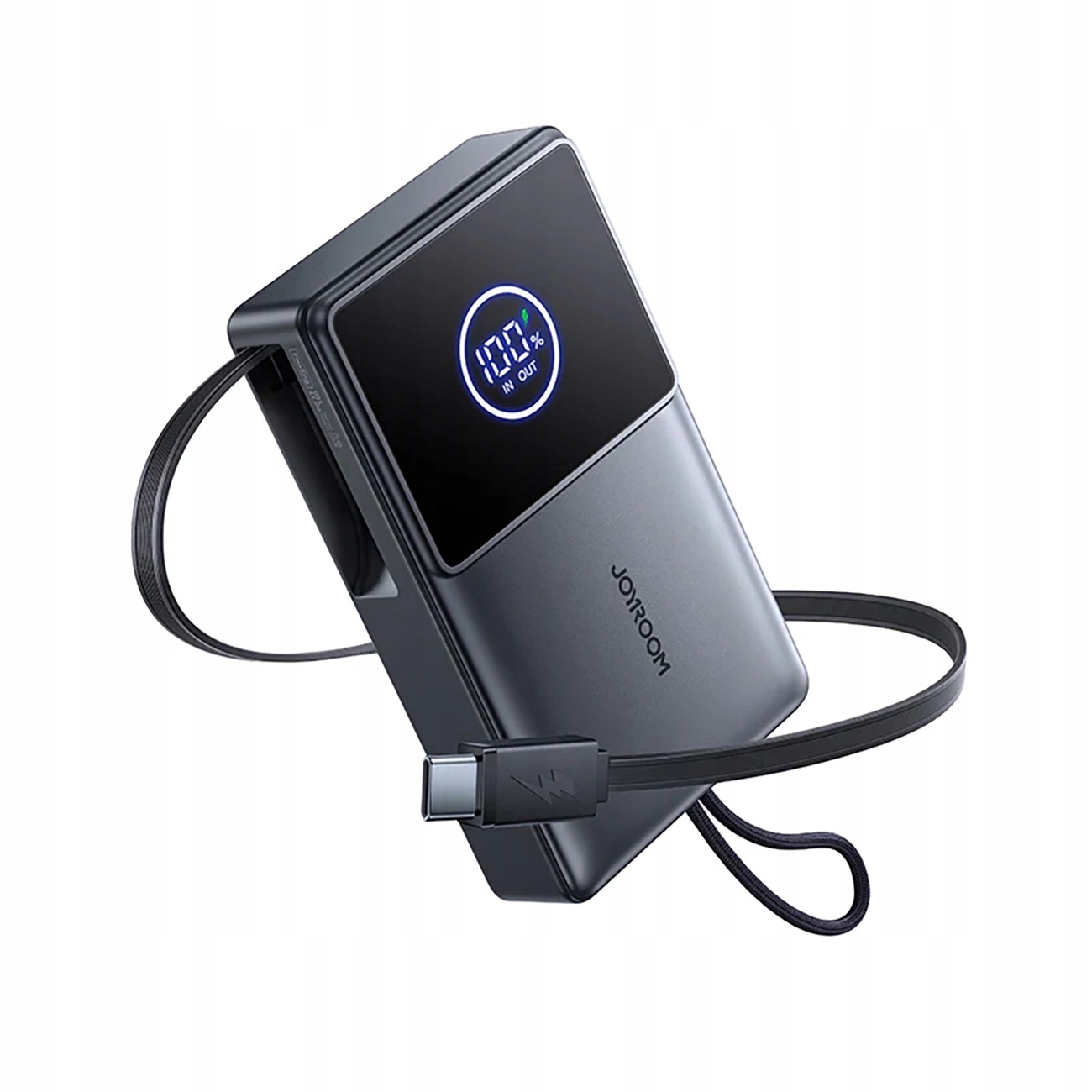 Powerbanka 10 000 mAh 22.5 W s navíjecím kabelem Usb-c černá