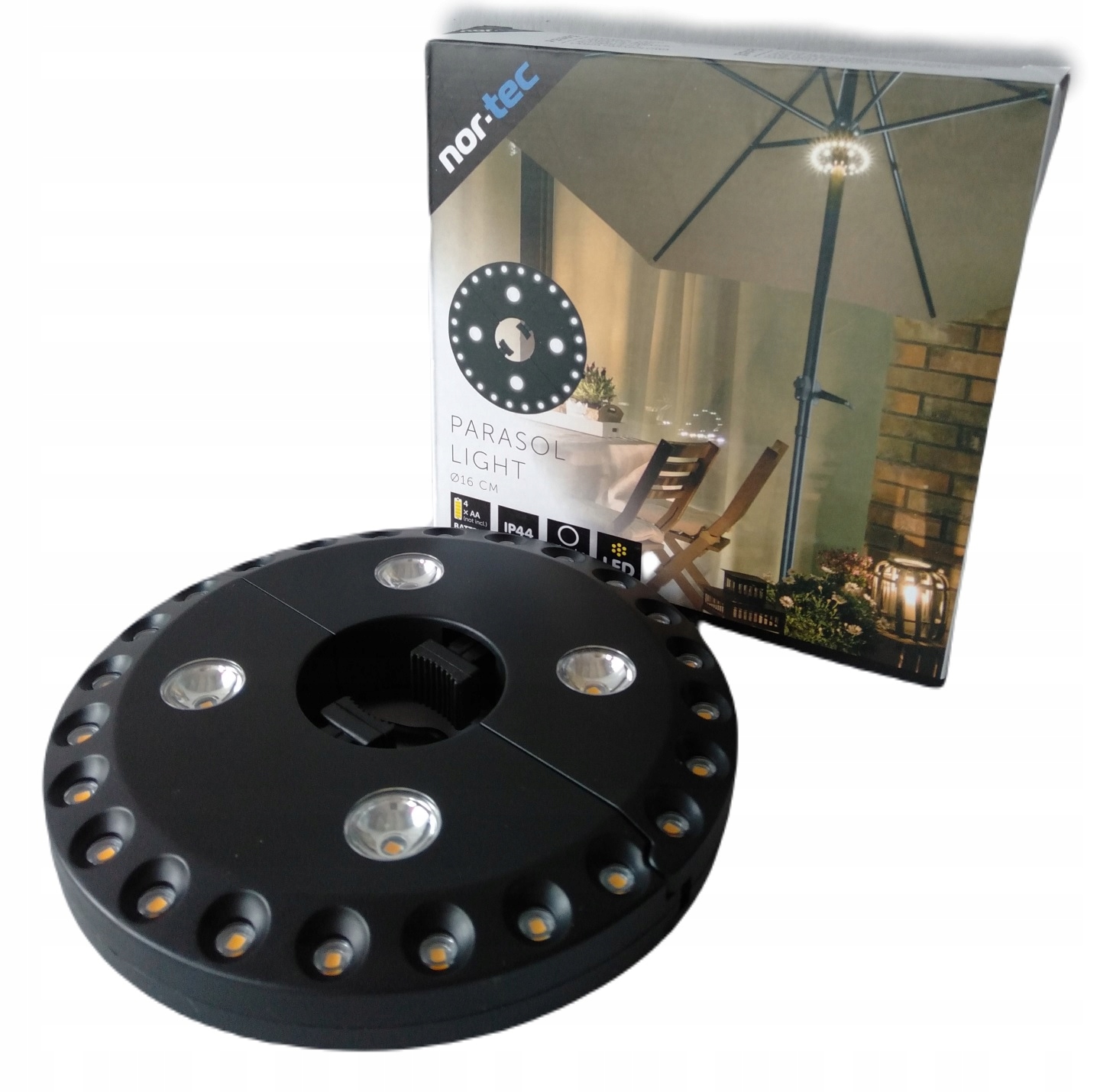 LAMPA LED POD PARASOL DO OGRODU NA BALKON BATERIE