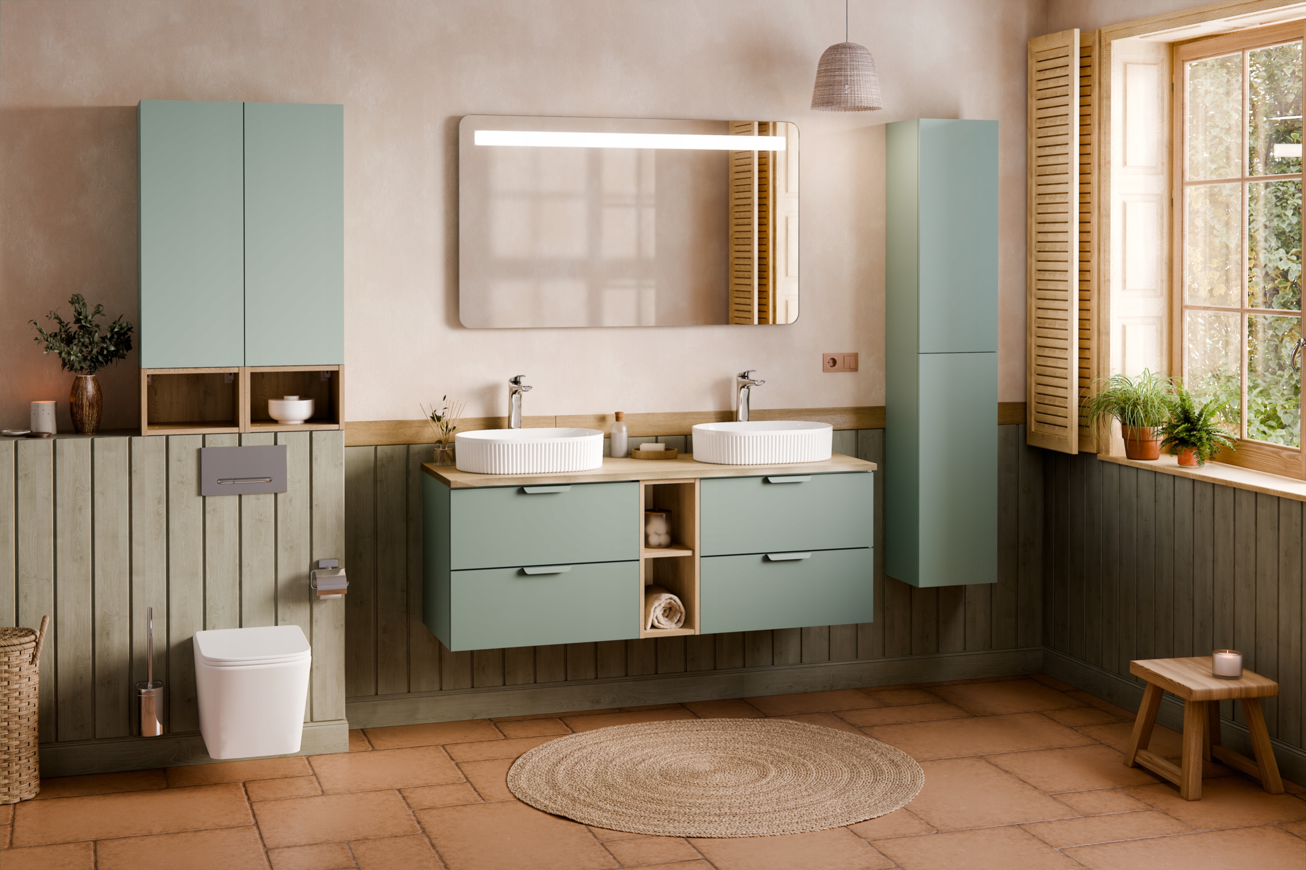 Sada nábytku 120 cm s deskou a 2 umyvadly na desku Beyond