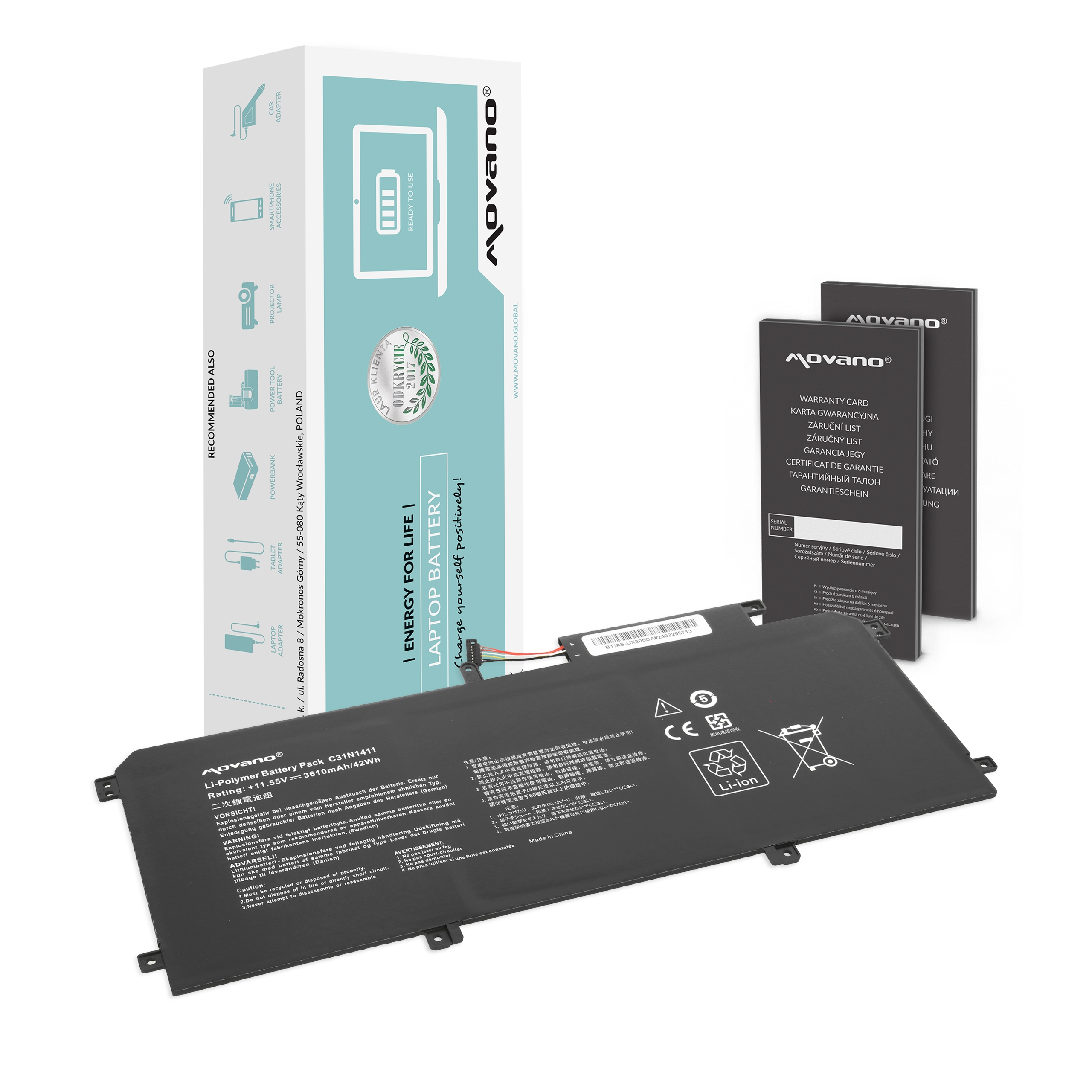 Bateria Movano do Asus ZenBook UX305C UX305F+