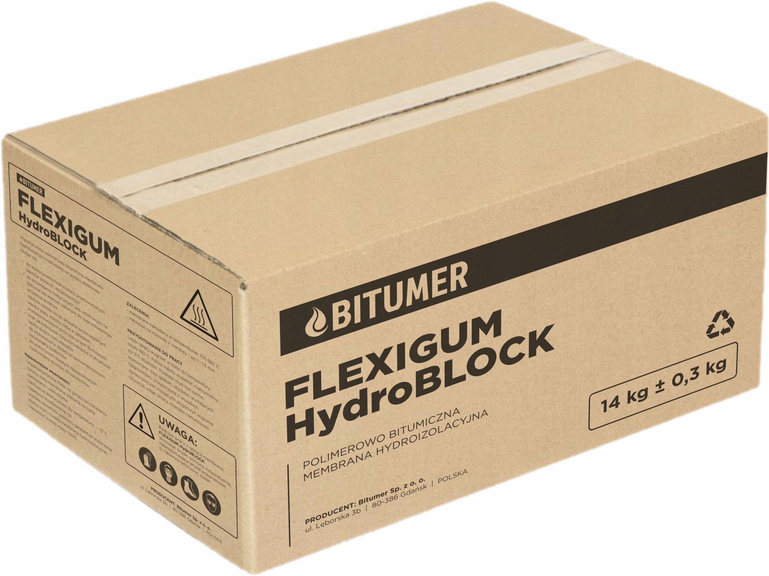 Lepik Na Gorąco Bitumiczna Membrana Hydroizolacyjna Bitumer Flexigum 14 Kg