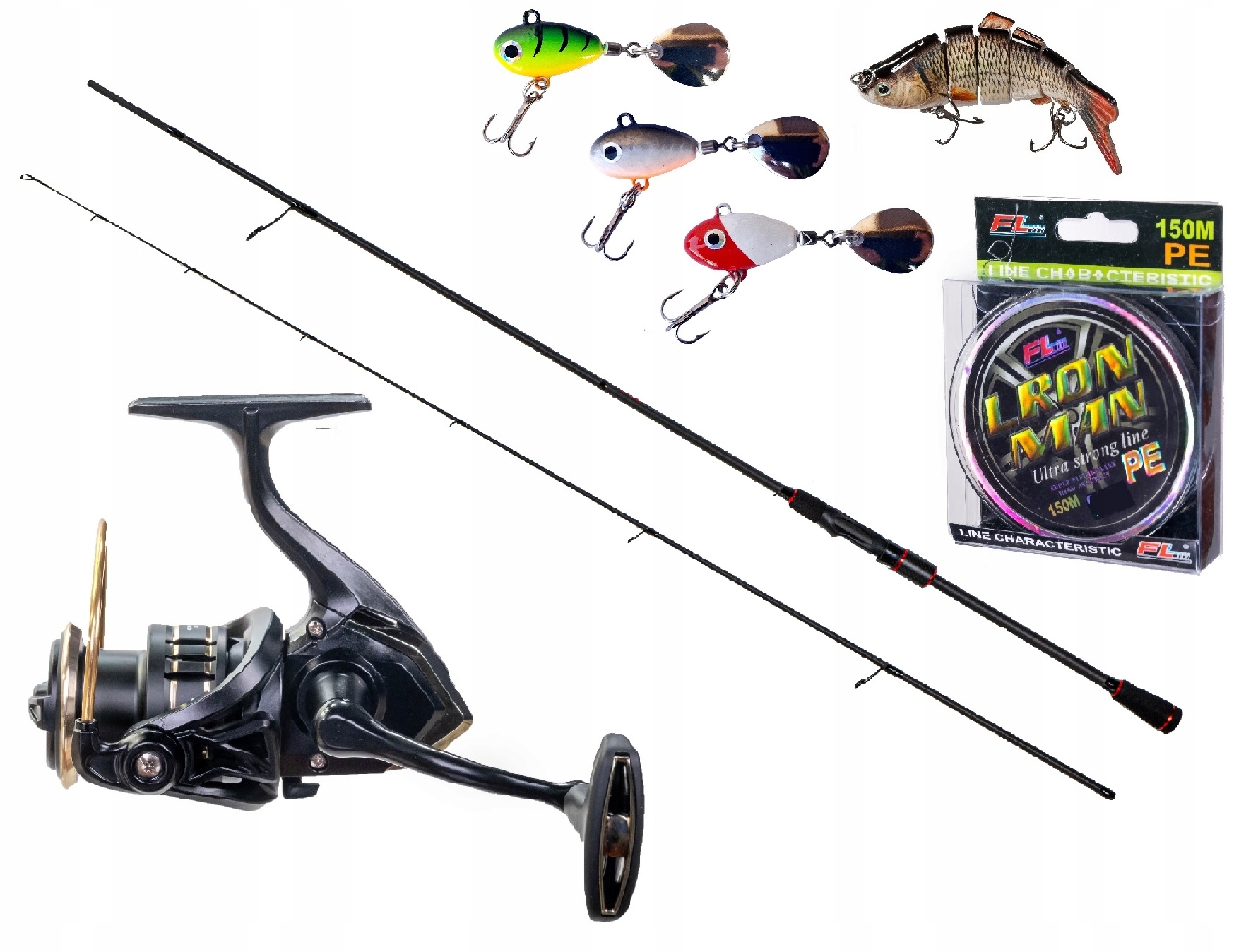 Zestaw Spinningowy Wędka Węglówka Mikado na Szczupaka Okonia Kołowrotek