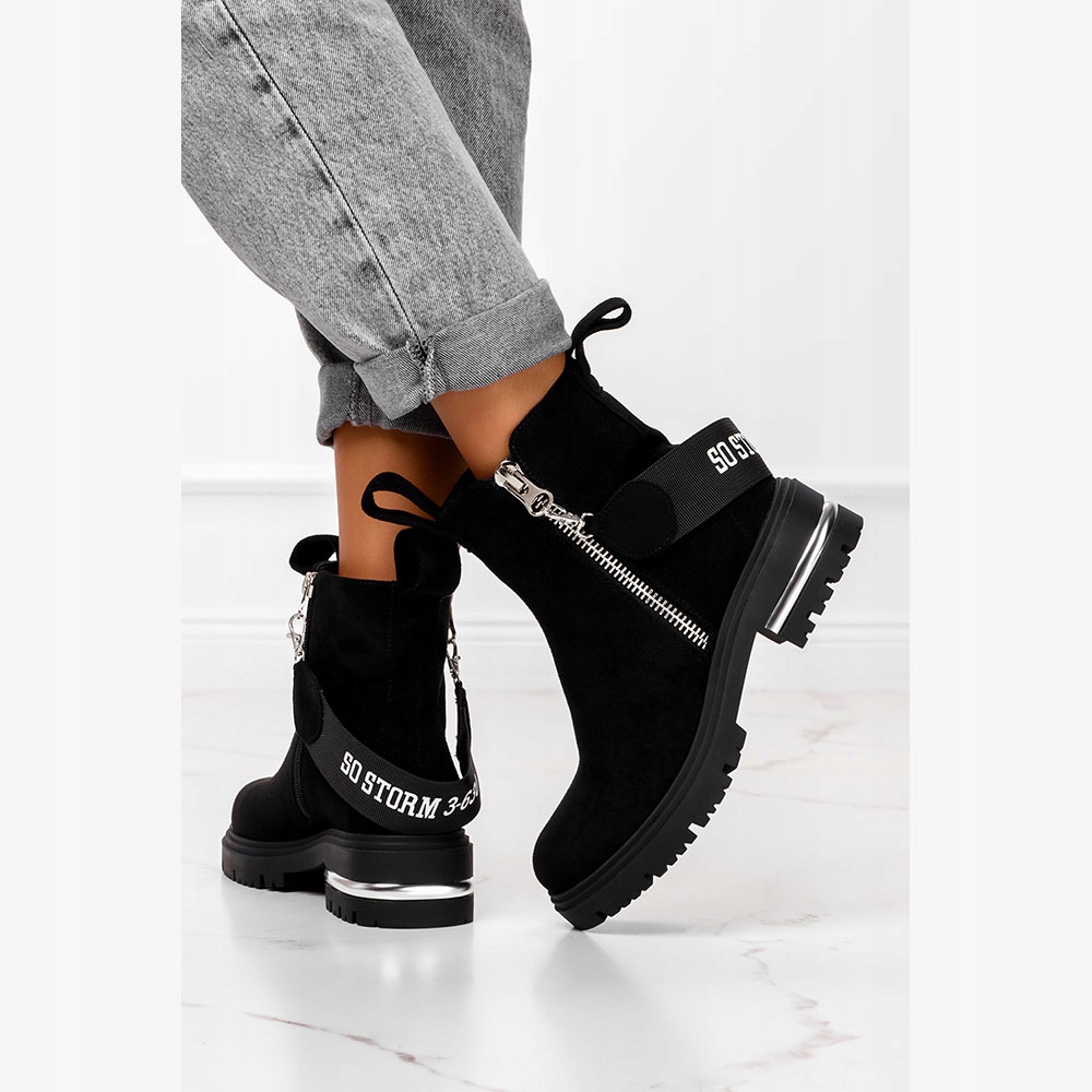 BOTKI NA PLATFORMIE DAMSKIE Z OZDOBNYM SUWAKIEM 37 Płeć kobieta