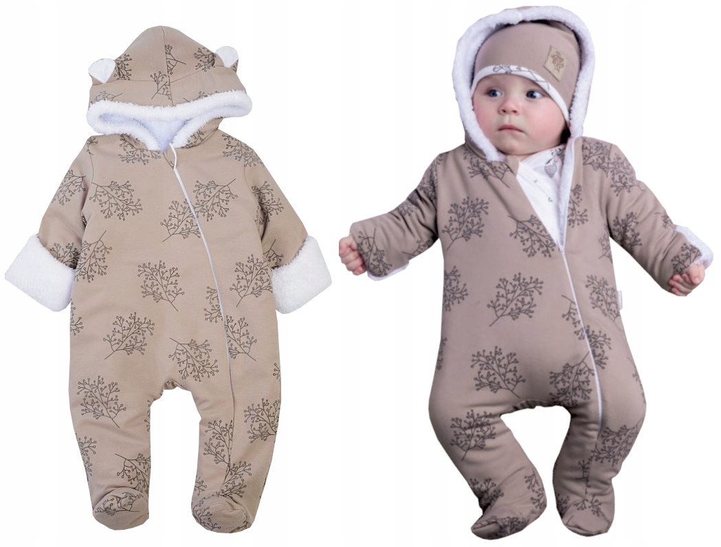 Kombinezon Pajac Ocieplany Bawełna brąz 68cm L602