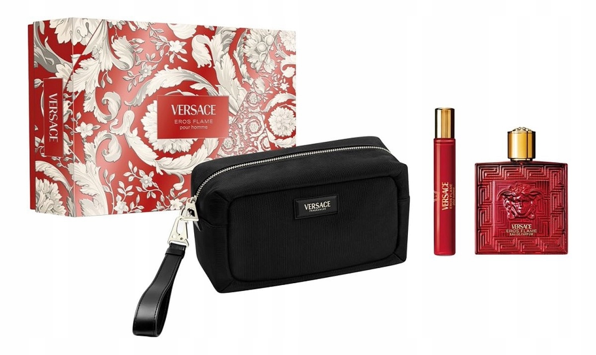 Versace Eros Flame dárková sada: parfémovaná voda 100 ml miniatura vůně kosmetická taštička
