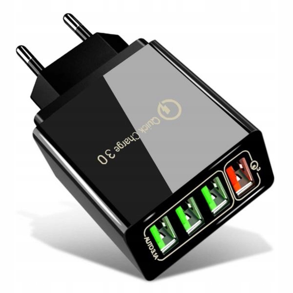

Szybka Ładowarka sieciowa Qc 3.0 4xUSB czarna