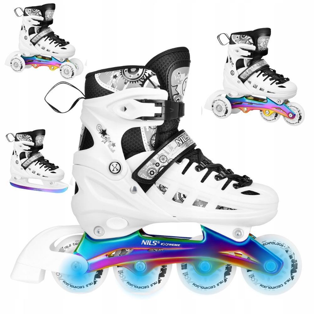 Brusle 2v1 4v1 Kolečkové Brusle Rekreační Brusle Na Led Nastavitelné Kolečkové Brusle Led 39-42 Nils