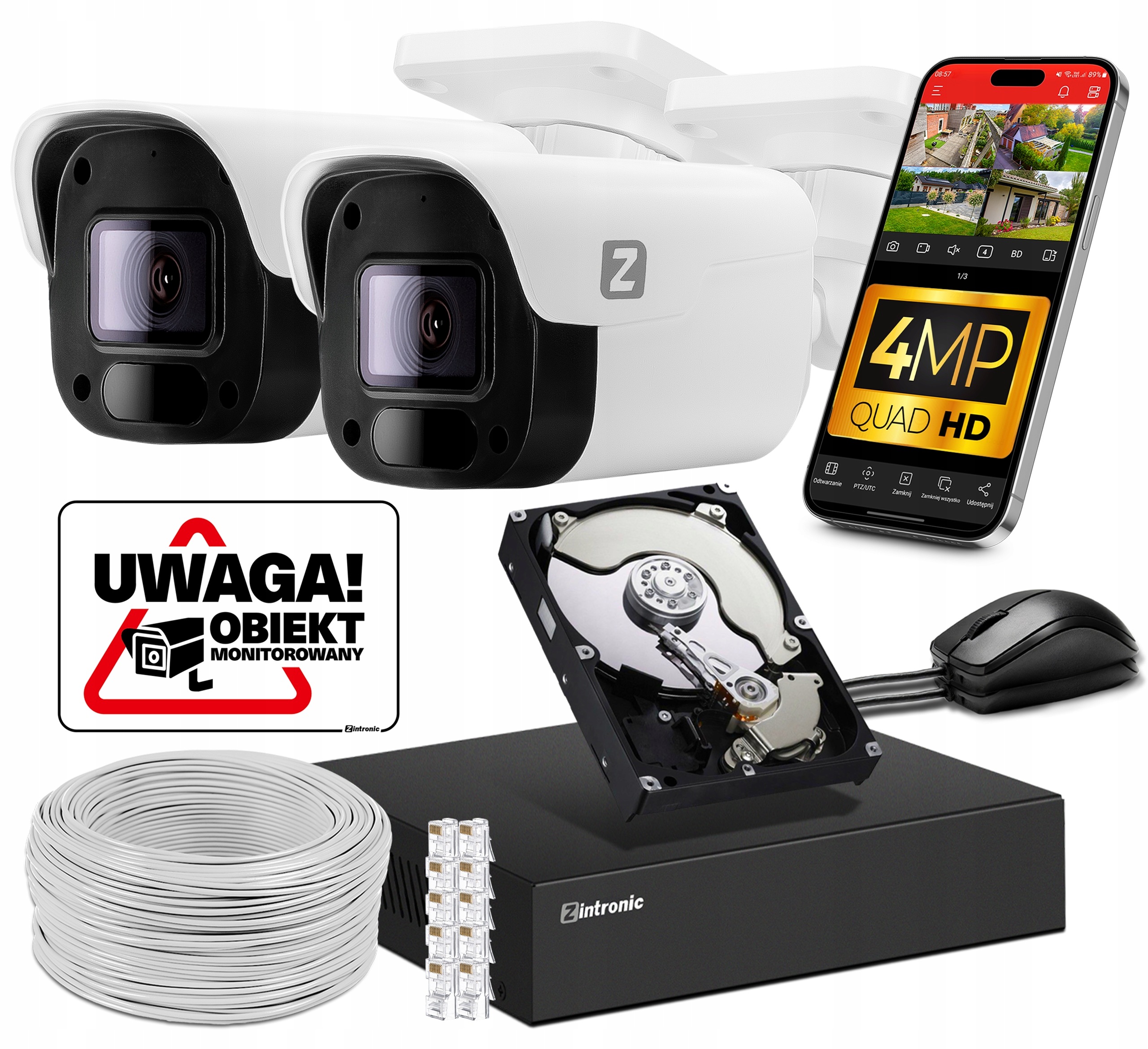 Set Na Monitorovanie Domu Ip Poe 2 Kamery 4MPx 1 Tb Náhľad Aplikácia