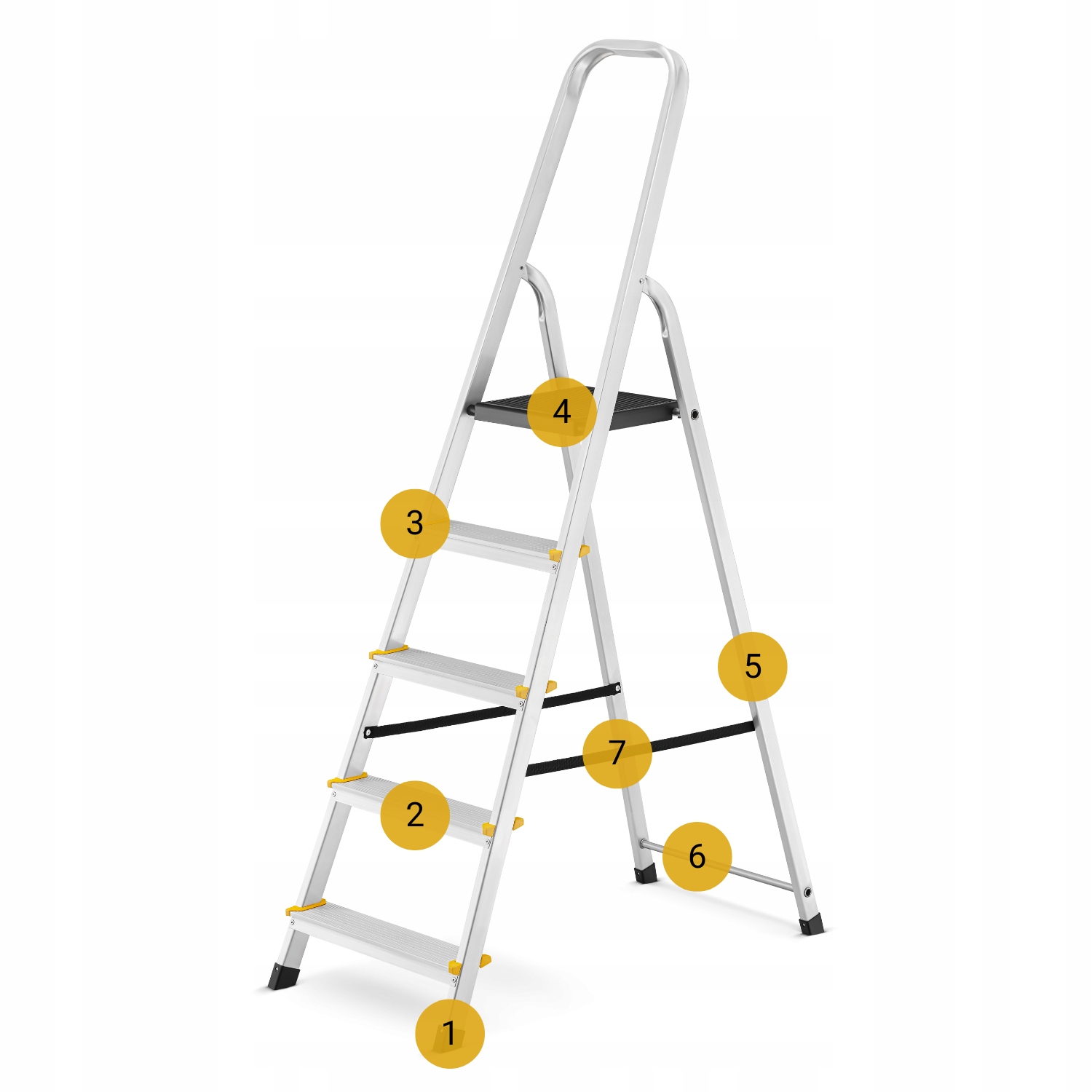 Drabina aluminiowa domowa jednostronna schodki do domu HIGHER 5 stopni 125 kg — 19