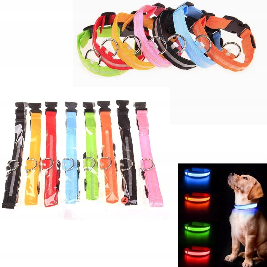 СВЕТОДИОДНЫЙ СВЕТЯЩИЙСЯ ОШЕЙНИК ДЛЯ СОБАК И КОШЕК РАЗМЕР XL