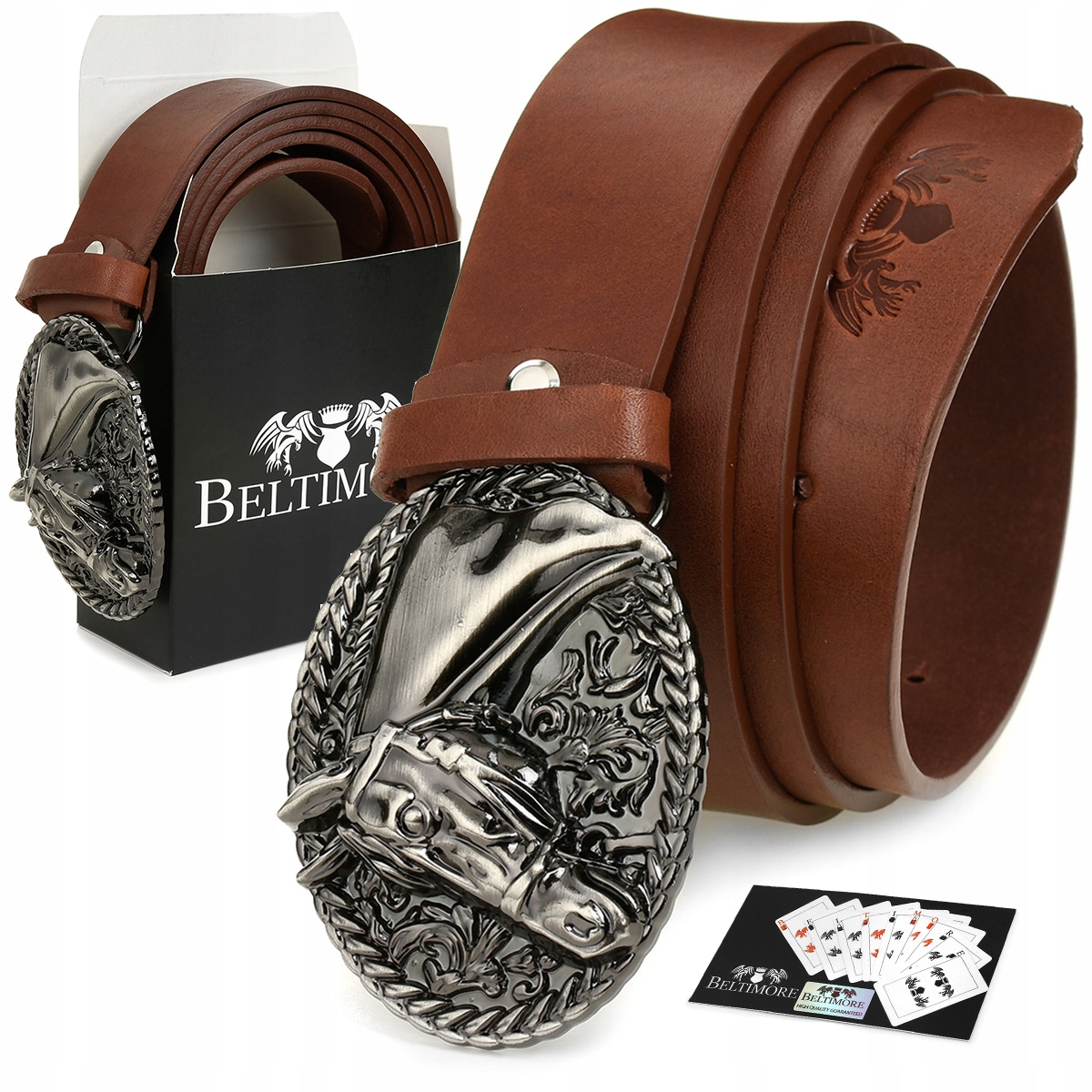 

Skórzany pasek koniak do spodni premium Beltimore