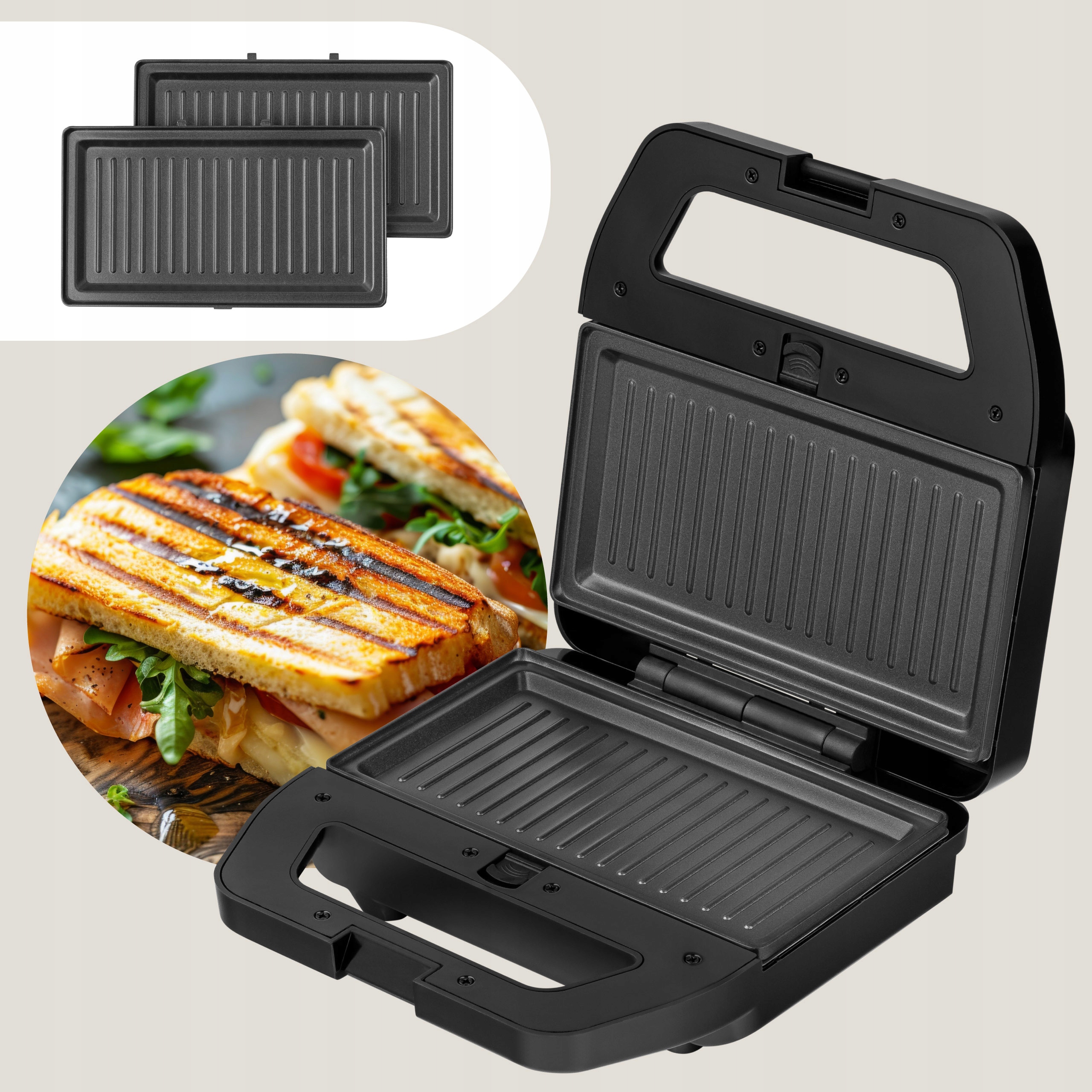 Sendvičovač Toustovač S 5 Vyměnitelnými Deskami Termoizolace Multi 5V1