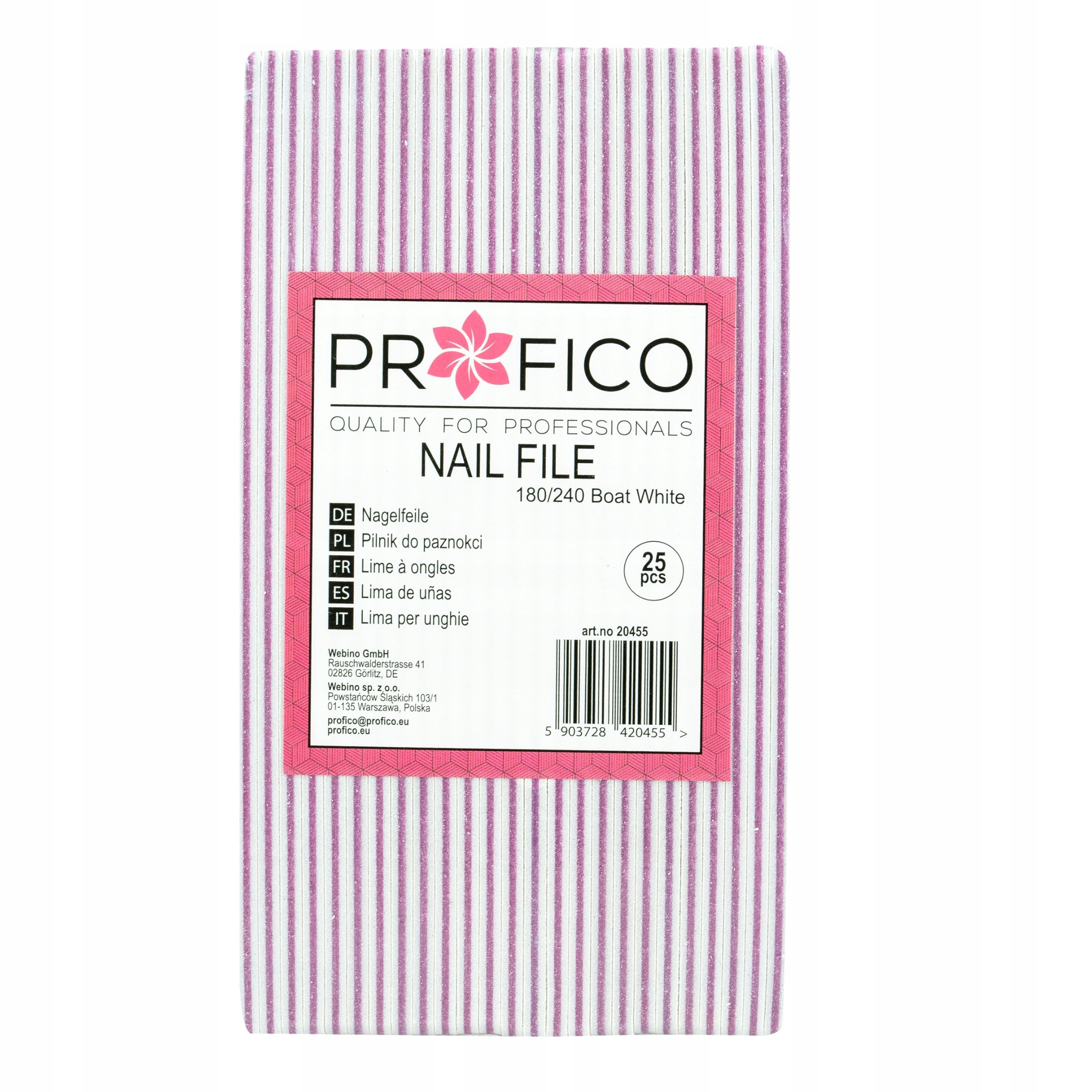 Pilnik do paznokci DWUSTRONNY SOFT łódka 25 szt.