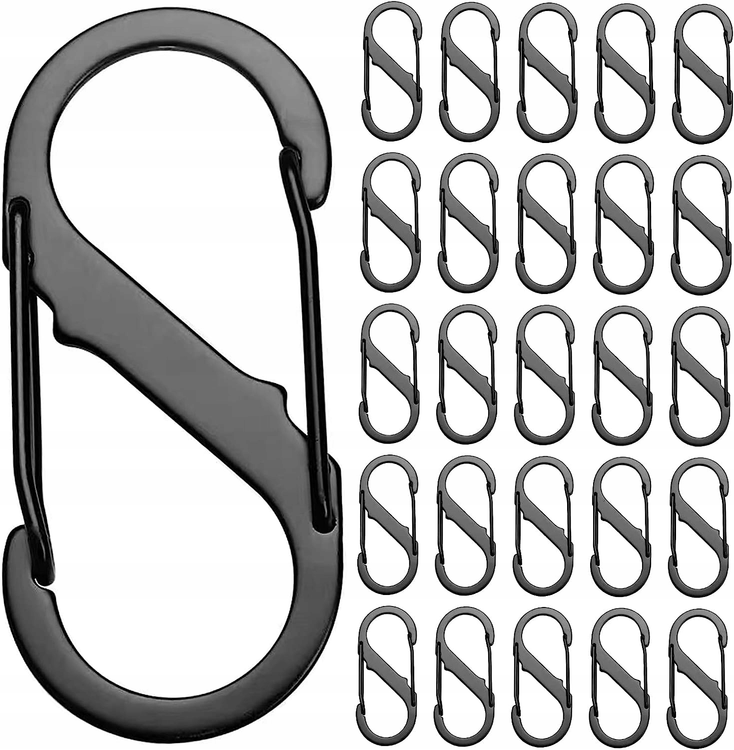 25 x KARABIŃCZYKI METALOWE W KSZTAŁCIE S MOCNE