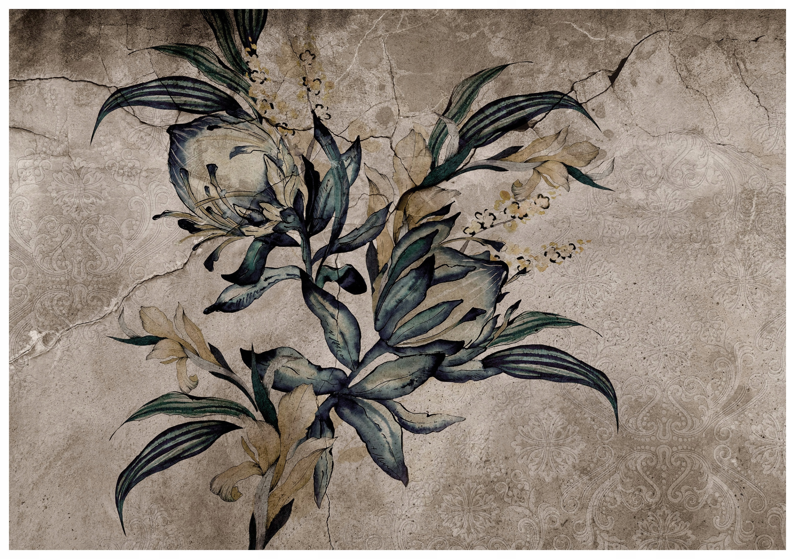 Fototapeta Kvety a betón Vintage Pastelová elegancia 350x250 lepidlo