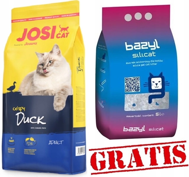 

JosiCat Crispy Duck 10kg +Żwirek silikonowy 5l