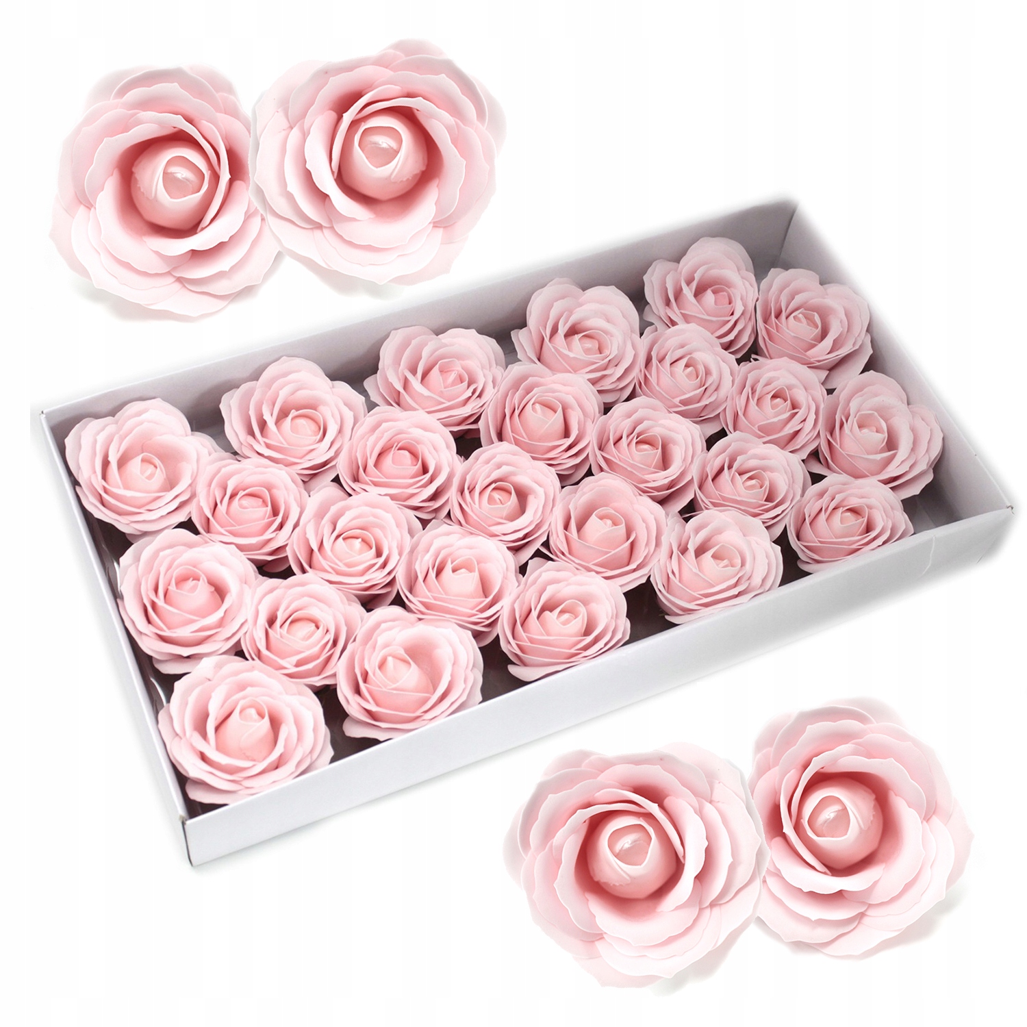 Duże Mydlane Róże Kwiaty Wyrobowe Flowerbox 25SZT