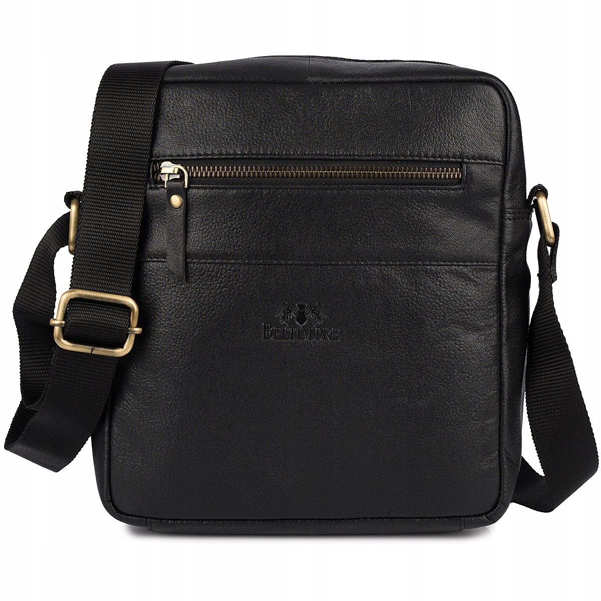 Pánská kožená taška přes rameno kabelka přes rameno sportovní pevná černá Beltimore