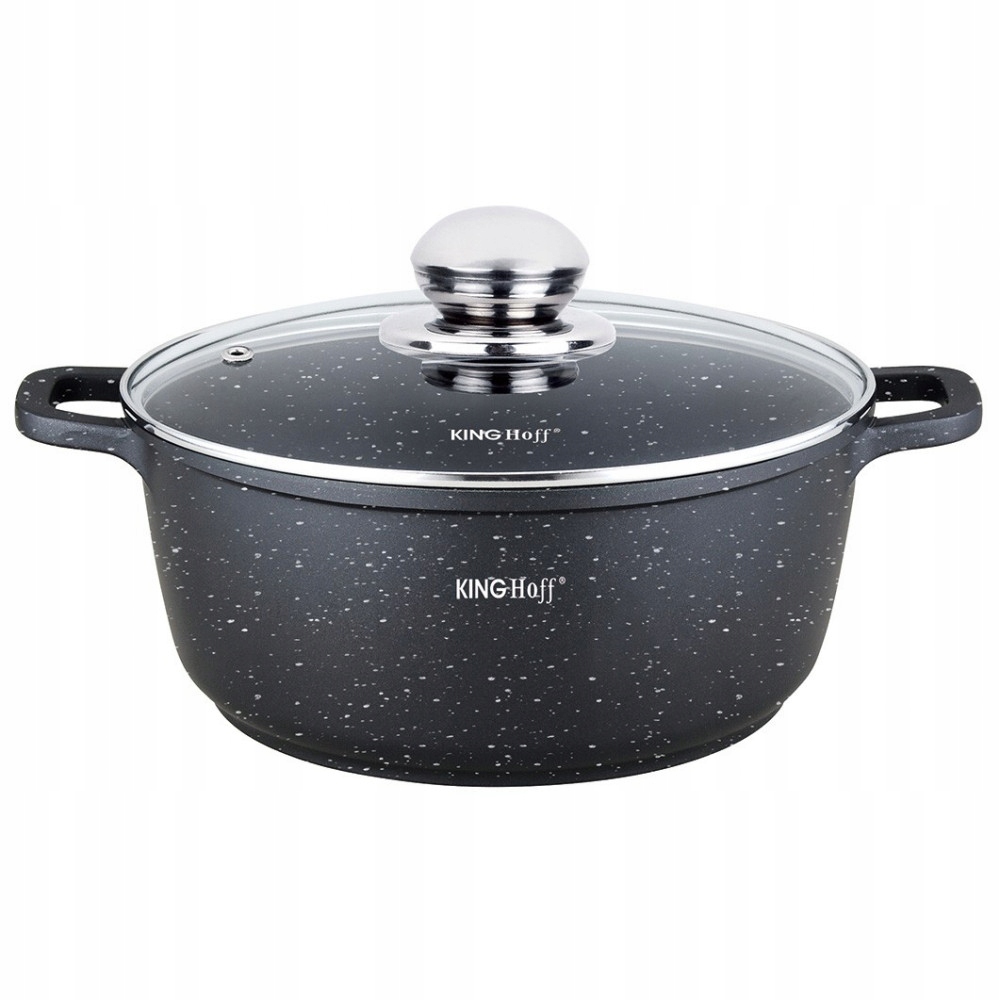 Hrnec s víkem, mramorová povrchová úprava, 28 cm, objem 6,5 l, černý KINGHoff