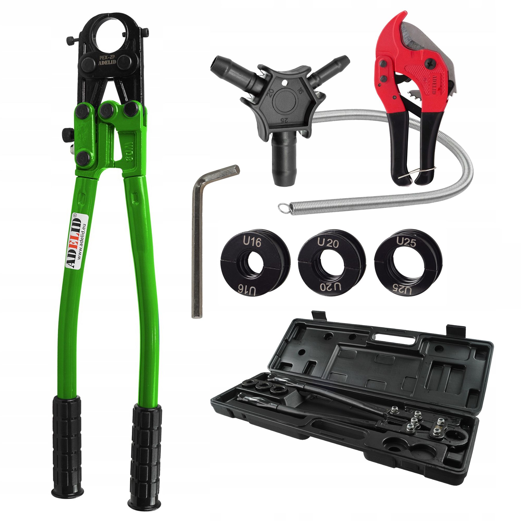 ZACISKARKA PRASKA RĘCZNA DO RUR PEX AL + KALIBRATOR + NOŻYCE + SPRĘŻYNA