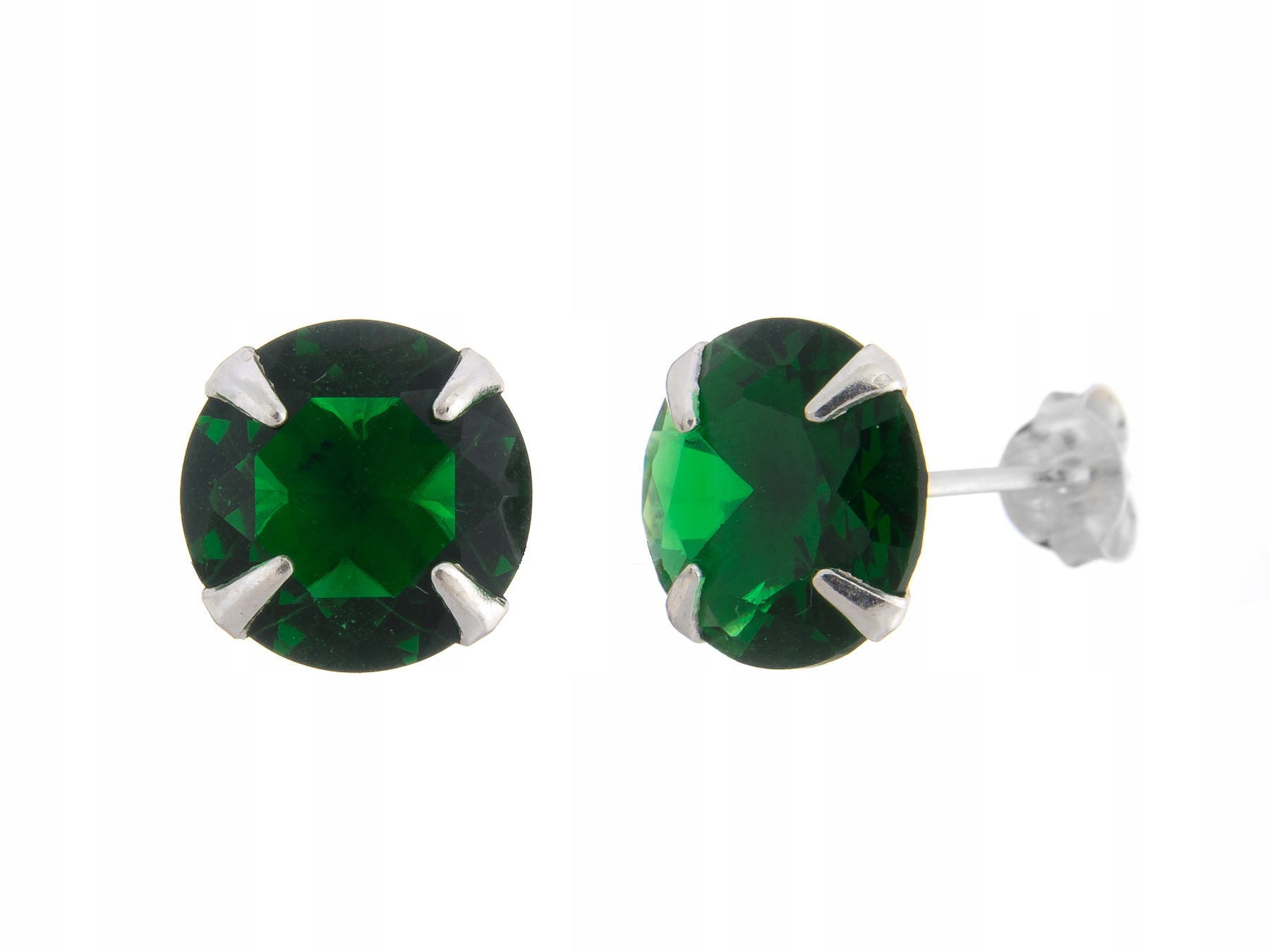 

Srebrne Kolczyki Cyrkonie Okrągłe 10MM Zielone