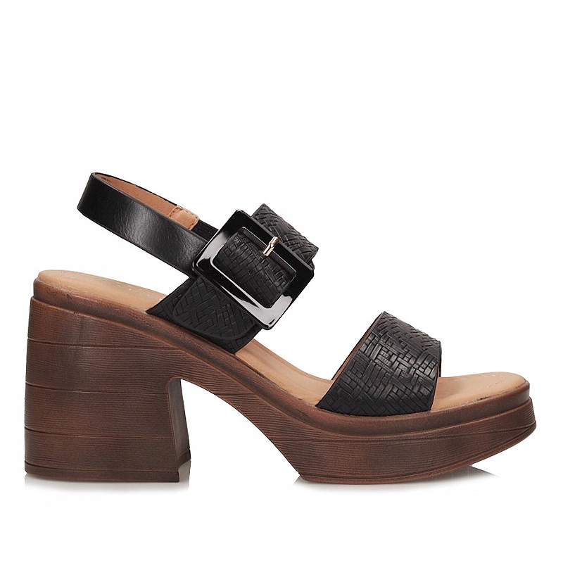 Stylové dámské sandály na podpatku Vinceza 17387 Bk, černé