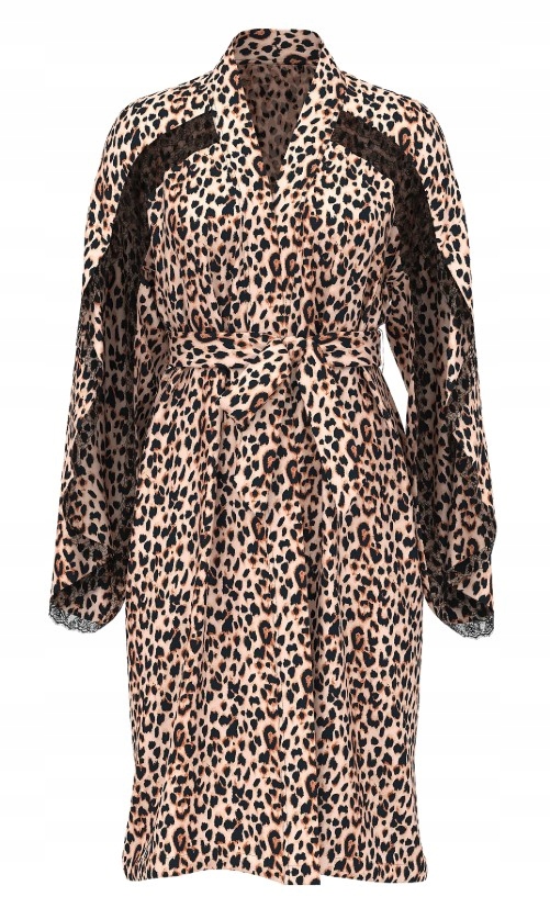 Saténový midi župan s krajkou Victoria's Secret panterka M/L