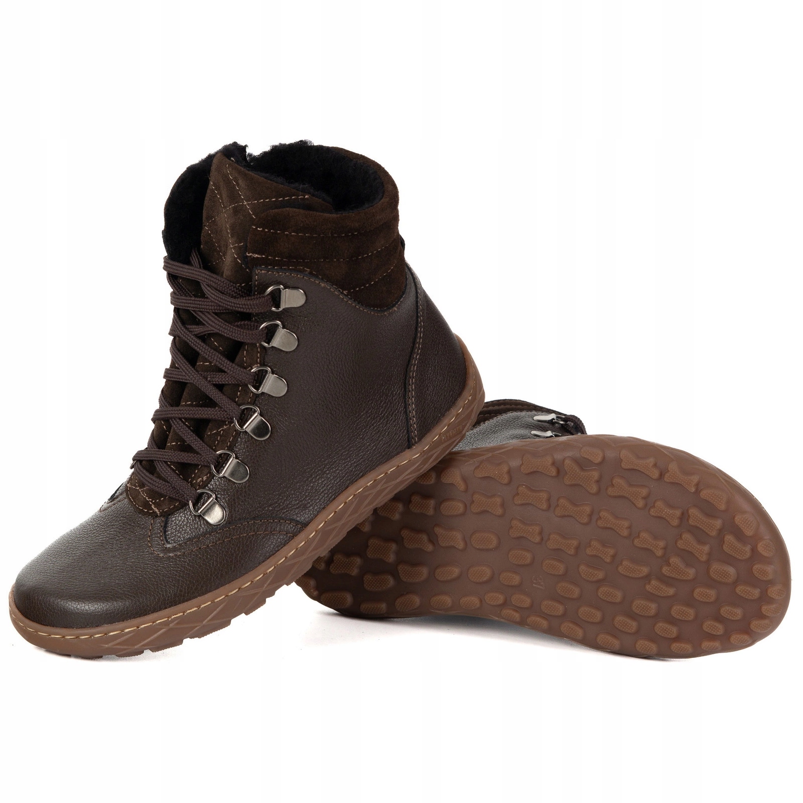 Dámské zimní kožené barefoot boty zero drop Olivier Runa hnědé 41