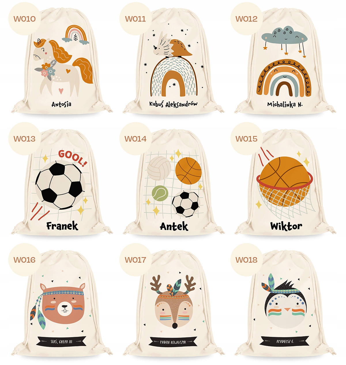 Worek do przedszkola szkoły żłobka IMIĘ DZIECKA piękne wzory FALBANKA Marka inna