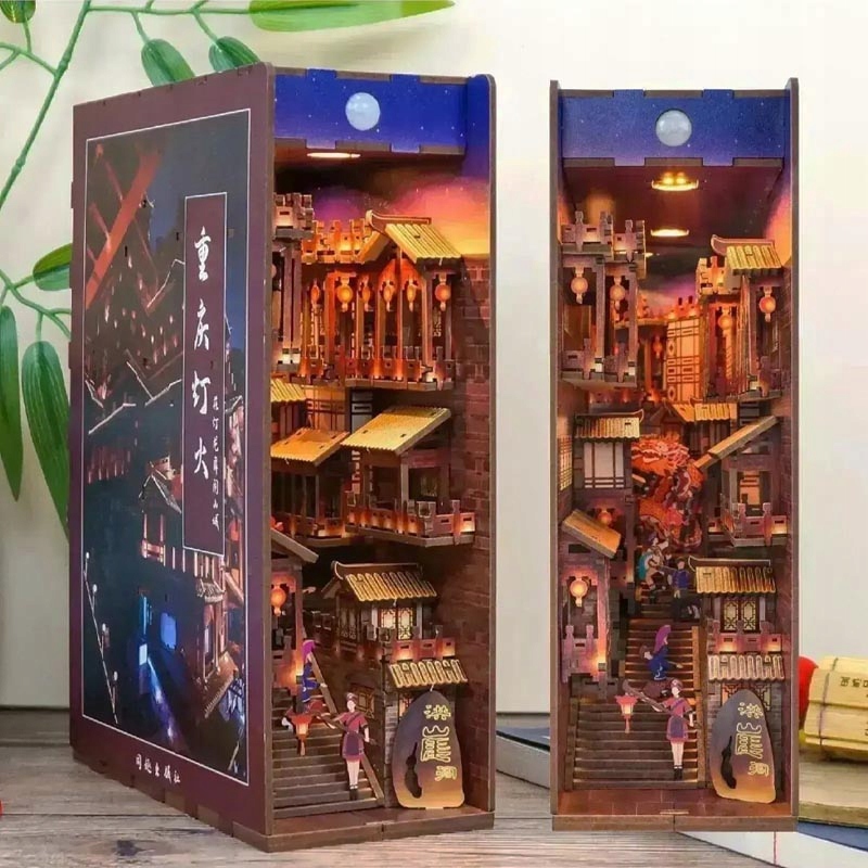 Miniaturowy Domek Book Nook Miasto Błękitnej Rzeki Jangcy Miasto 3D Chiny