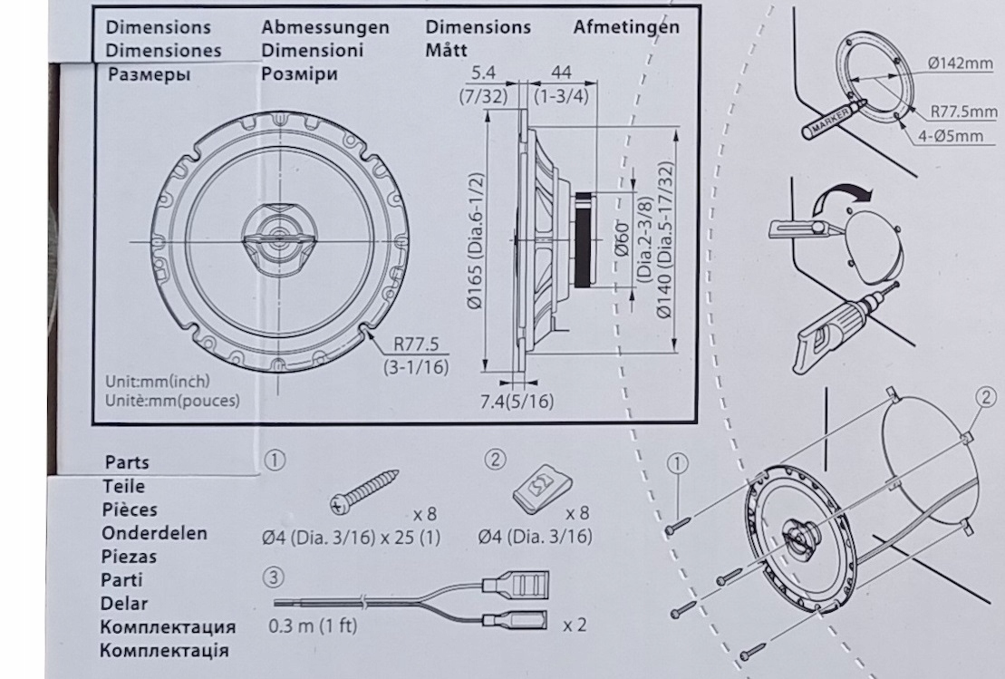 GŁOŚNIKI SAMOCHODOWE JVC CSJ-1720X 165MM DO SEAT IBIZA CORDOBA + ADAPTERY Impedancja znamionowa 4 Ω