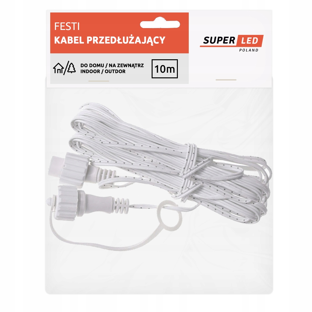 Kabel przedłużający do Sopli LED Przedłużka do Lampek biała 10m SuperLED
