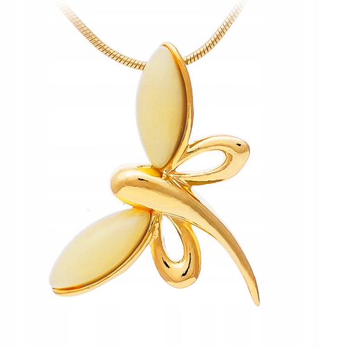 

Złoty Motylek z bursztynem Srebro 925 łańcuszek