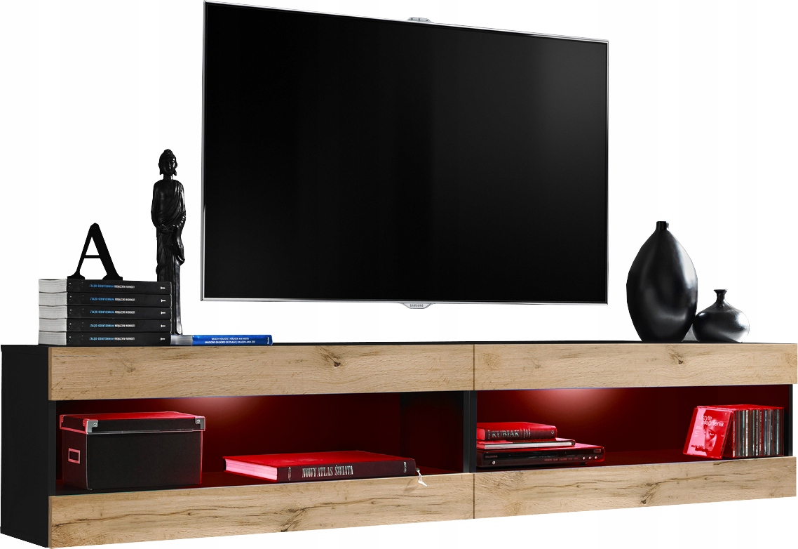 Sada nábytku Rtv Tivoli SET4 čierna/dub wotan, Rgb Led