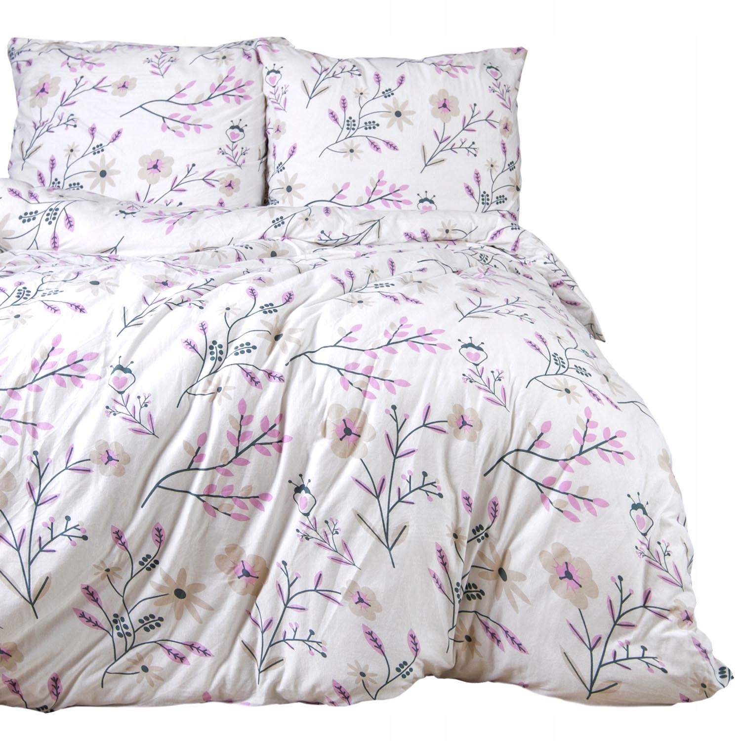 

Pościel bawełniana jersey 140x200 liście biała