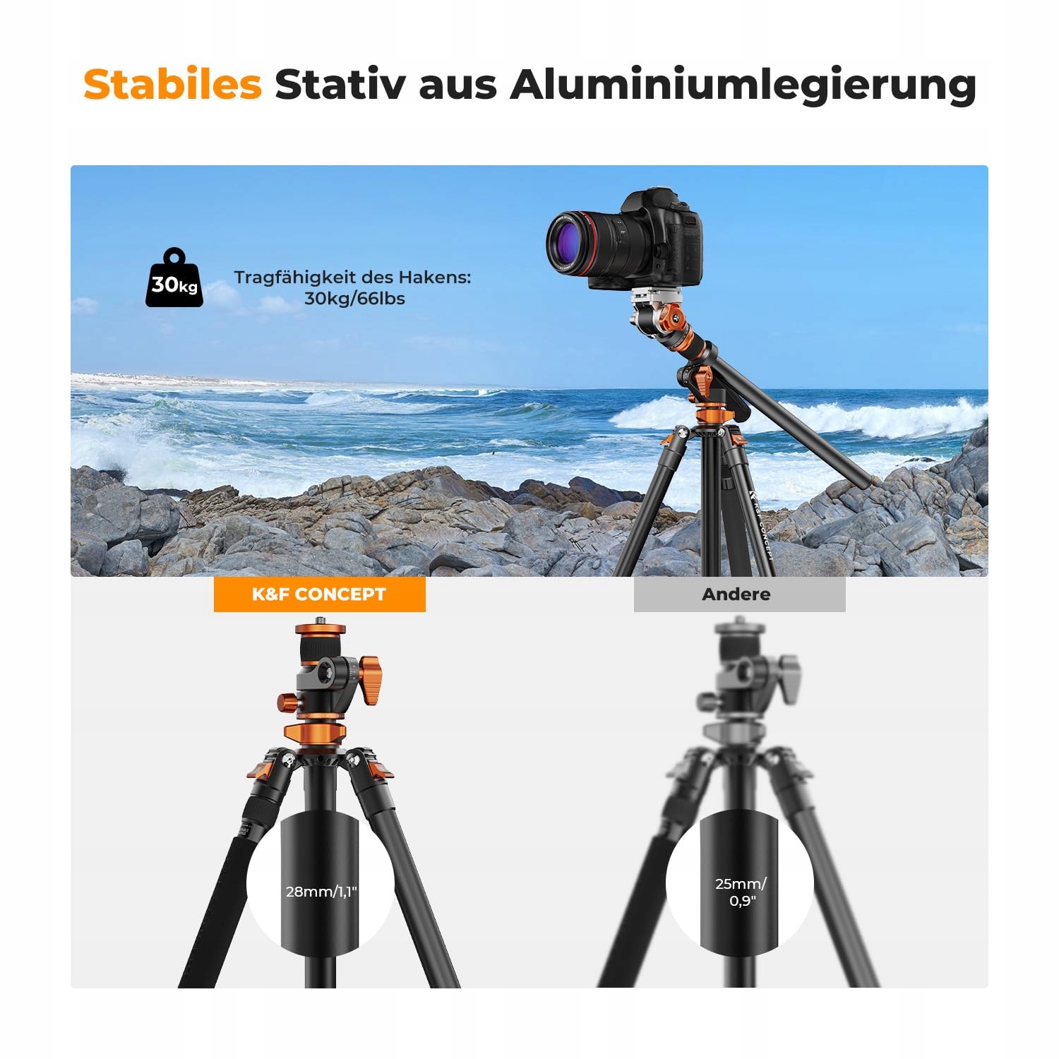 K&F CONCEPT Statyw Video Tripod 231cm Z Głowicą Fluidową Dla DSLR i Kamer — miniatura 4