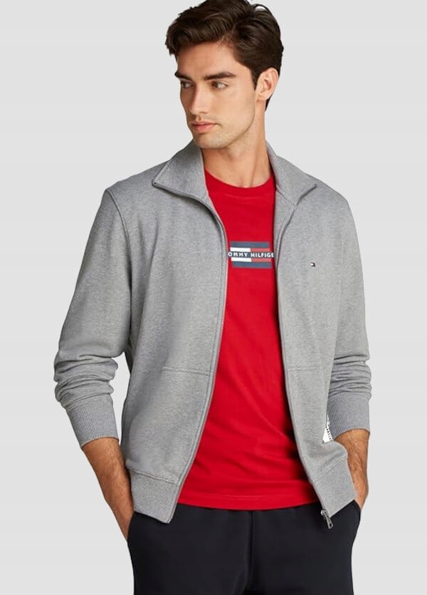 Tommy Hilfiger Pánská mikina se zipem, šedá barva, velikost Xs