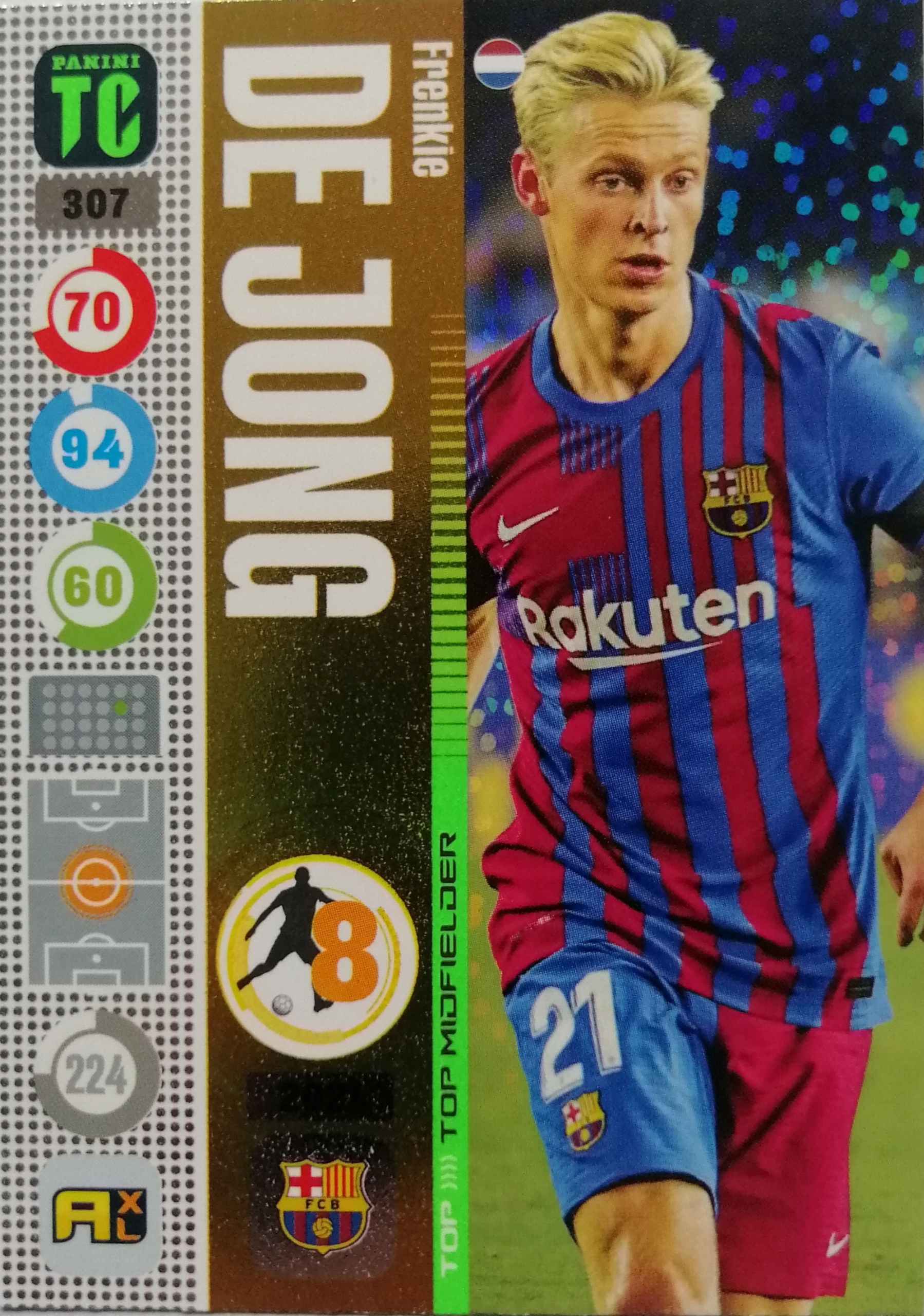 Panini Top Class Top Midfielder 307 De Jong Barca