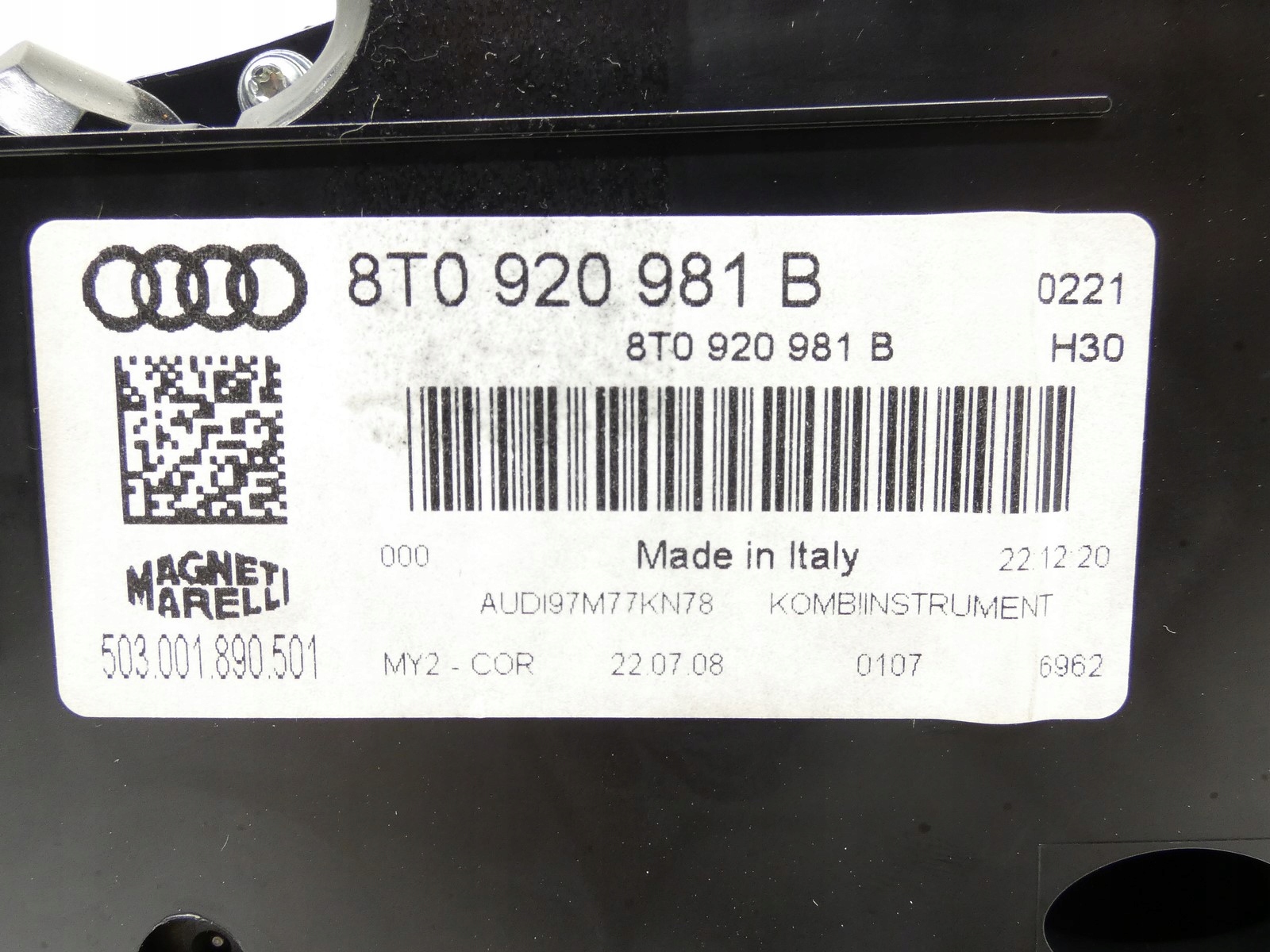 dials clock display AUDI A5 8T 3.0 TDI CCW 8T0920981B