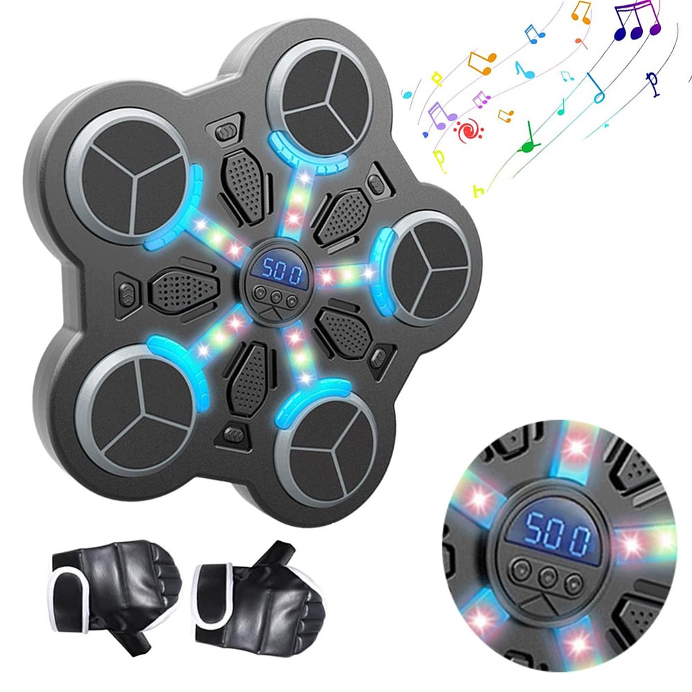 Trenażer Do Boksu Tablica Muzyczna Bokserska Bluetooth 3 Prędkości Czarne