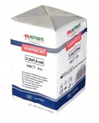 

Kompres włókninowy niejałowy, 7,5x7,5cm 1op.100szt