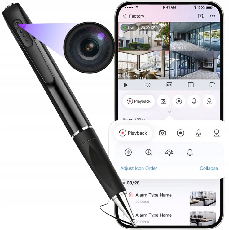 Mini Wifi Špionážna Kamera V Pere, Náhľad Na Telefón Na Skúšku