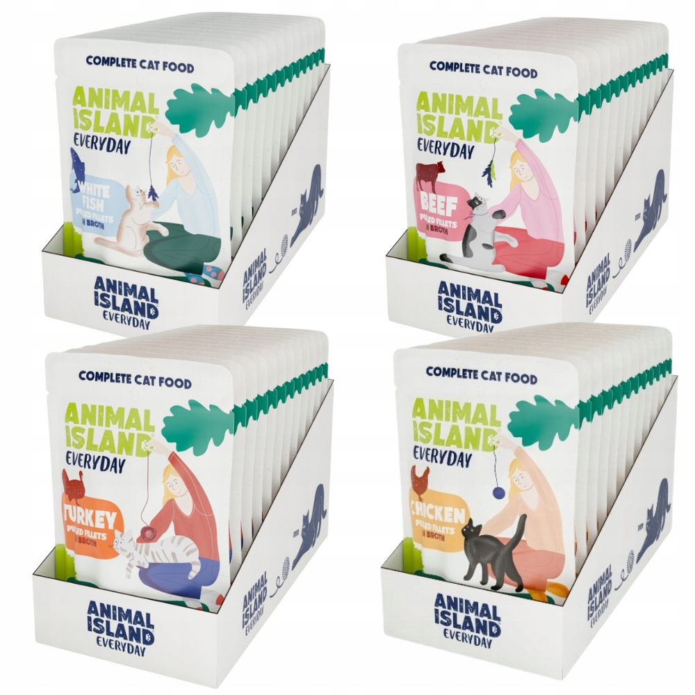 Levně Sada Animal Island MIX Chutí 48 x 12 Kuře Krůta Hovězí Ryba